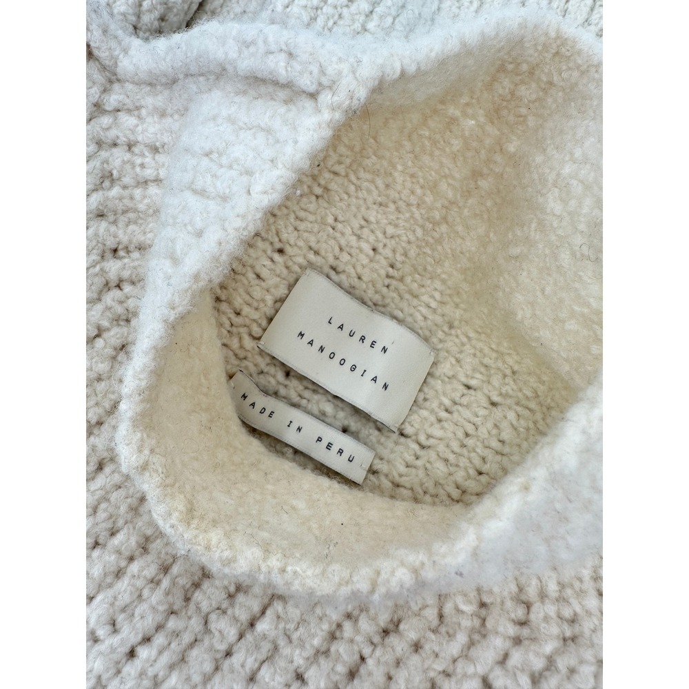 Lauren Manoogian Raw Turtleneck Sweater Cream Merino Wool Oversized Boxy‎ Size 1 - Picture 5 of 9